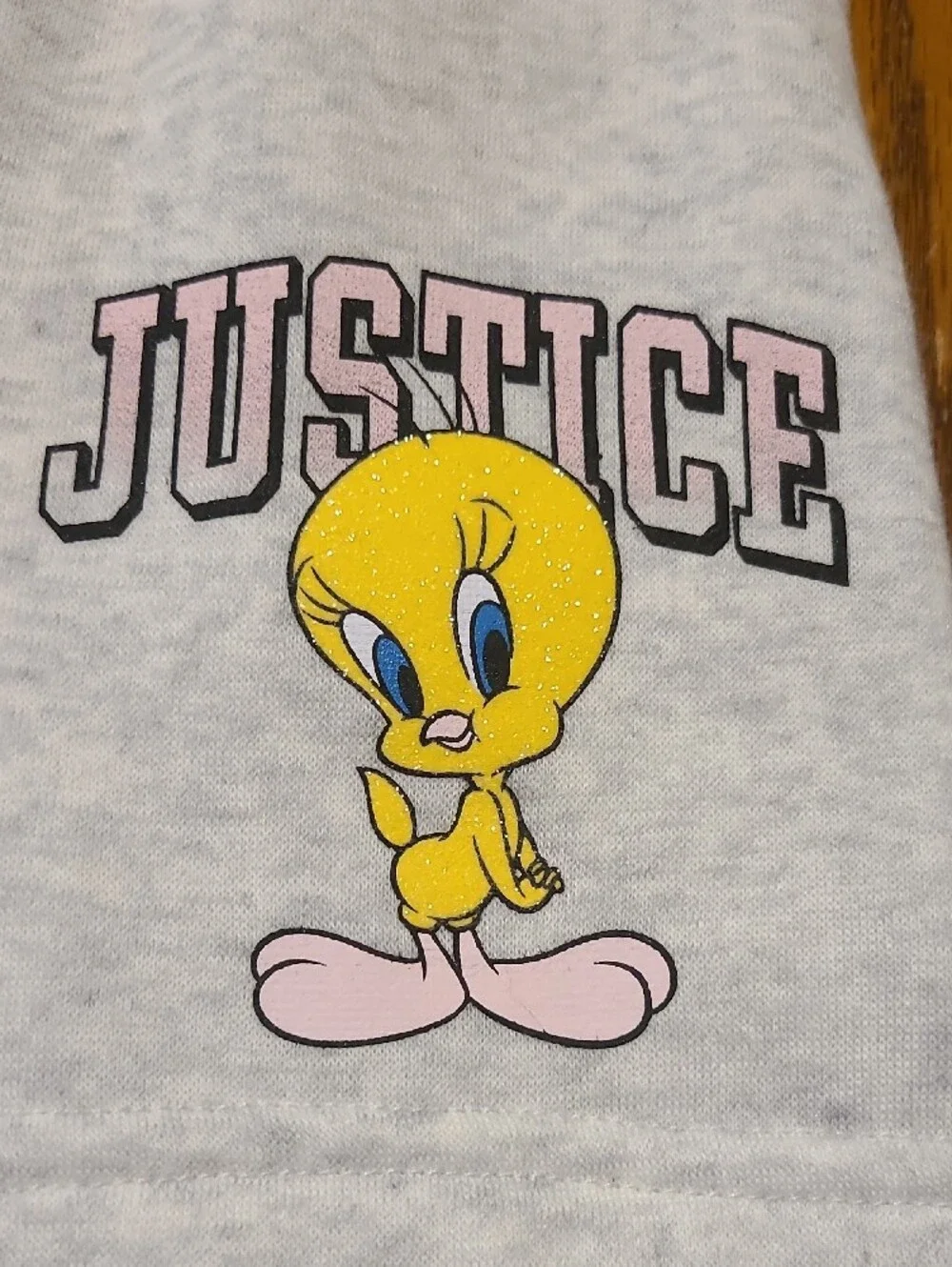 Justice NWT Light Grey Tweety Drawstring Skirt with Logo - 7/8
